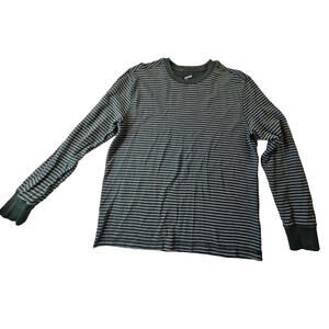 Womens XL Decoded Long Sleeve Striped Ribbed Green White Crewneck Shirt